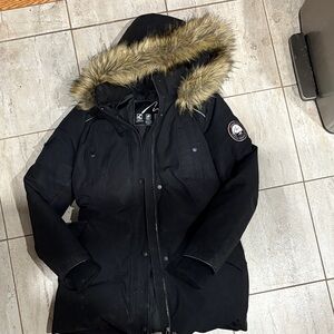 Alpine Women's Black Ski Jacket with Fur Hood